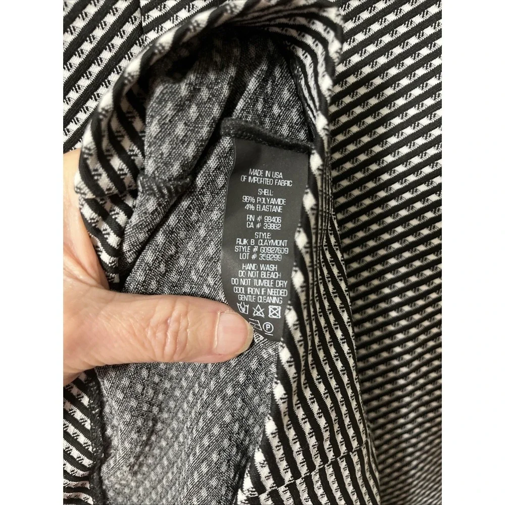 Theory Black & White Grid Print Knit Dress 0 Polished Tailored Monochrome Clean